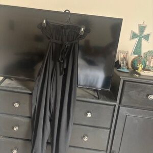 VENUS BLACK PAPER BAG PANTS WITH TIE BELT (S)